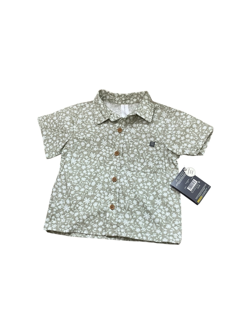 Modern moments Kids Floral Button-Front Shirt - Sage Green